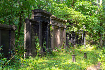 Burial vault and mausoleum in the southwest churchyard Stahnsdorf, a famous woodland- and also a celebrity cemetery in the federal state of Brandenburg in the south of Berlin