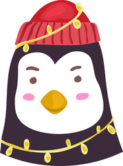 Christmas penguin. Christmas style illustration