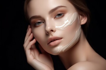 Facial cleansing foam female. Generate Ai