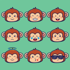 monkey animal emoticon cartoon vector illustration