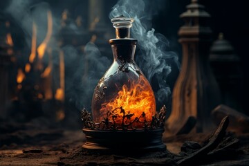 Flask smoke bottle. Generate Ai