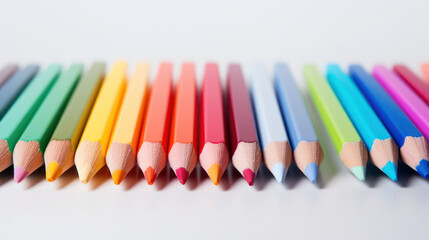 Close up photo colorful pencil on white background