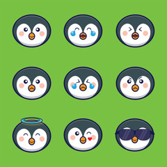 penguin animal emoticon cartoon vector illustration