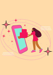 Order online, shopping concept. Online shopping. Background for banner, card, poster and advertising for digital marketing promotions.