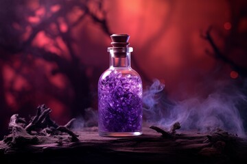 Obraz na płótnie Canvas Flask purple smoke bottle test. Generate Ai
