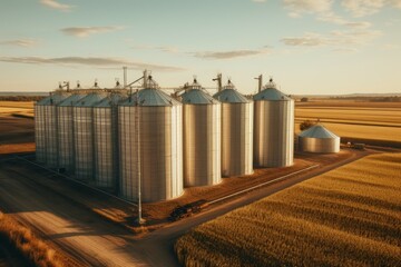 Grain silos building. Generate Ai