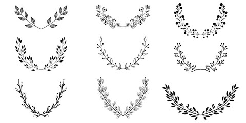 Obraz premium Floral hand drawn border. Wedding card design element.