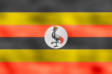 Flag of Uganda. 2:3 Proportions. Original to scale. Ugandan special flag. Metallic glamour design.