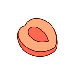 Hand-drawn abricot on a transparent background. Isolated vector illustration