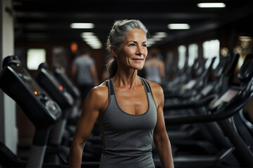 Fototapeta premium mature woman at gym