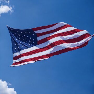 american flag is flying above the sky generated by ai
