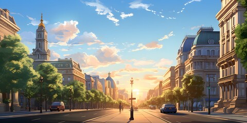 Obraz premium Modern city landscape created with Generative AI technology