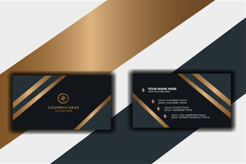 Creative and modern business card template for the modern day. Template for a luxurious business card. Abstract golden wavy lines shine against a sophisticated dark background. image in vector format