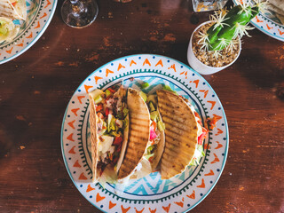 Plate of Mexican inspired Bulgarian Tacos