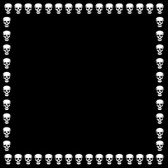 white skull frame on black background 