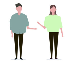 Fototapeta premium 話し合いをする男女。ベクターイラスト