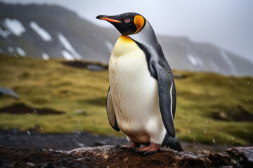 Cute Penguin image created in its natural environment. Generative ai
