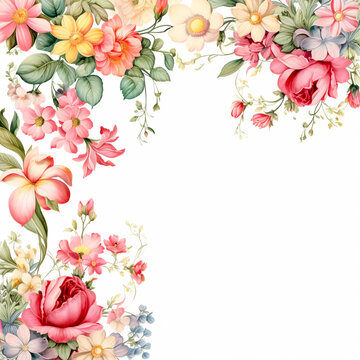 Floral border no background with generative Ai