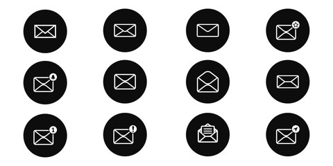set Message Icon. Email or News Illustrations - Vector  Sign and Symbol. black line icon.