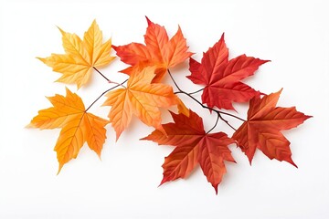 Fototapeta na wymiar Autumn Beauty, Vibrant Fall Leaves Isolated on White Background
