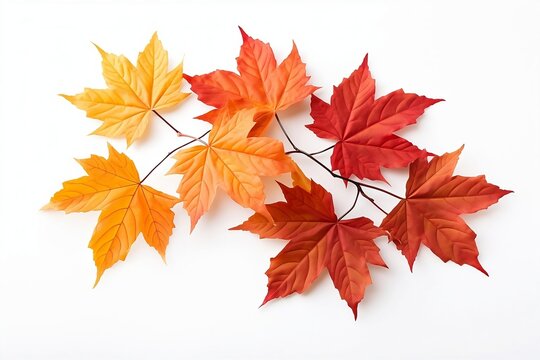 Autumn Beauty, Vibrant Fall Leaves Isolated on White Background