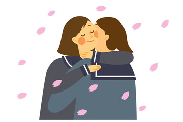 卒業式にハグするシーン