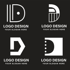 vector d alphabet logo design collection