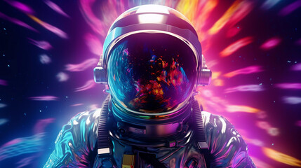 Astronaut on Abstract Bright Background