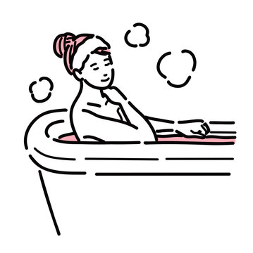 recommend clip art: ぬるめのお湯に浸かっている女性
                    