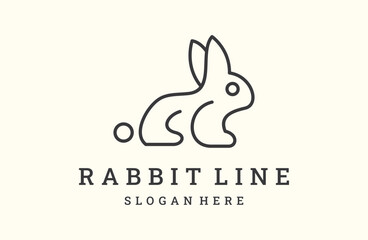 Rabbit line outline simple icon logo design 