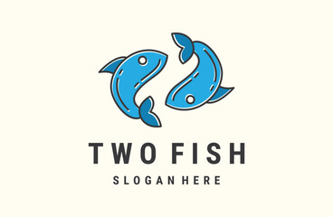 Creative Fish Logo Design, Fishing Logo, Two Fish Logo .