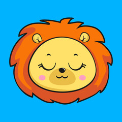 Lion Disappointed Face Head Kawaii Sticker