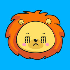 Lion Crying Face Head Kawaii Sticker