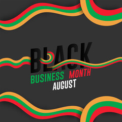 Black Business Month August Holiday with Ribbon waving flag colorful design banner poster vector illustration.