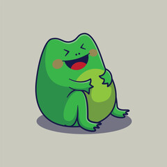 frog laught cartoon vector animal illustration