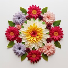 Onam festival floral designs called' Athapookkalam'. Onam is a traditional festival in Kerala, India. Generative AI