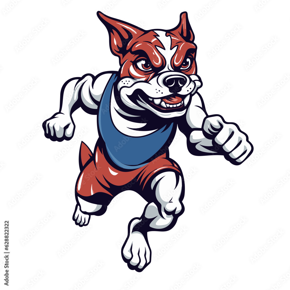 Wall mural a dog runner mascot illustrations