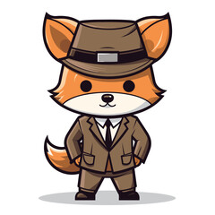 Cute Fox Detective mascot illustrations