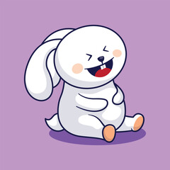 rabbit bunny laught cartoon vector animal illustration