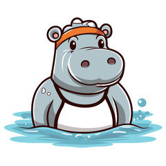 A Hippo Swimmer mascot Vector Illustration