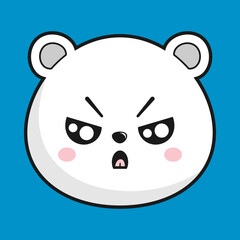 Polar Bear Angry Face Head Kawaii Sticker Isolated