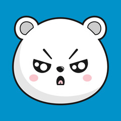 Polar Bear Angry Face Head Kawaii Sticker Isolated