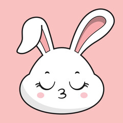 Rabbit Kissing Face Bunny Head Kawaii Sticker