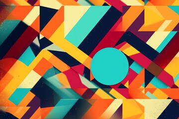 Retro Remixed Absract Geometric Background - obrazy, fototapety, plakaty
