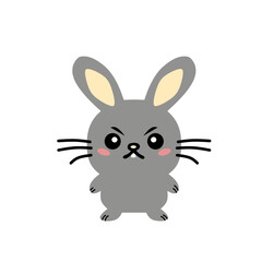 Gray cartoon Rabbit animated vector illustration logo icon