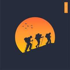 Summer t-shirt design with hiking theme. Summer clothes template ready to print.