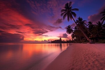 Fototapeta na wymiar Scenic Tropical Beach Sunset Landscape