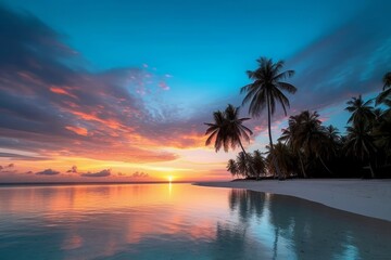 Fototapeta na wymiar Scenic Tropical Beach Sunset Landscape