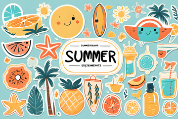 Naklejka premium summer design elements. Generative AI, 생성형, 인공지능