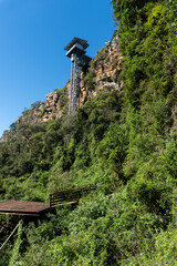 Graskop Gorge, recreation area with a glass lift descending into a gorge, plus zip lining & a...
